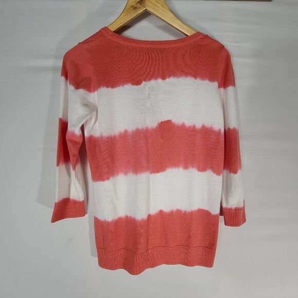 AB Studio Coral Striped Button Down Cardigan - Picture 7 of 7